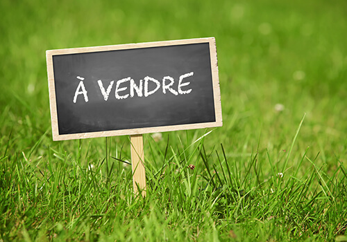 Panneau "à vendre" sur une pelouse