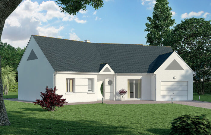 Maison plain pied 3D avec jardin