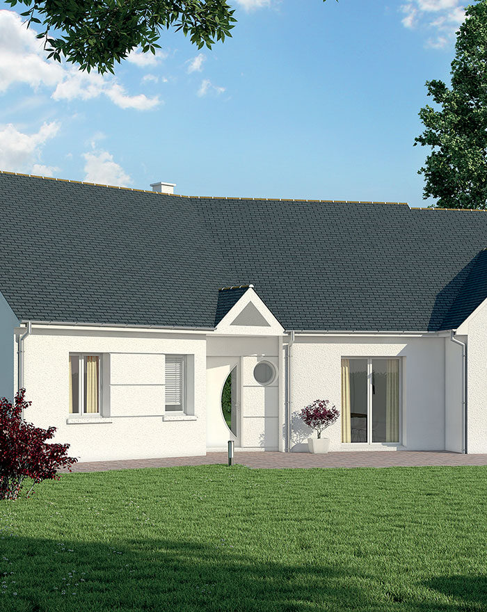 Maison plain pied 3D avec jardin