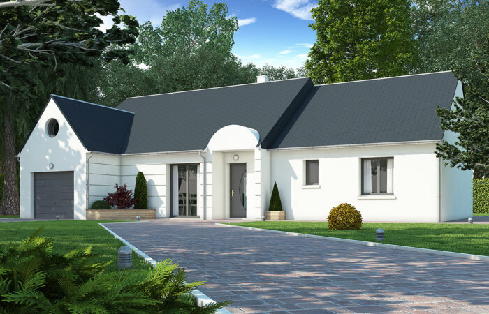 Maison 3D plain pied avec jardin