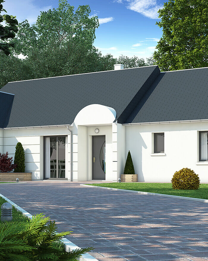 Maison 3D plain pied avec jardin