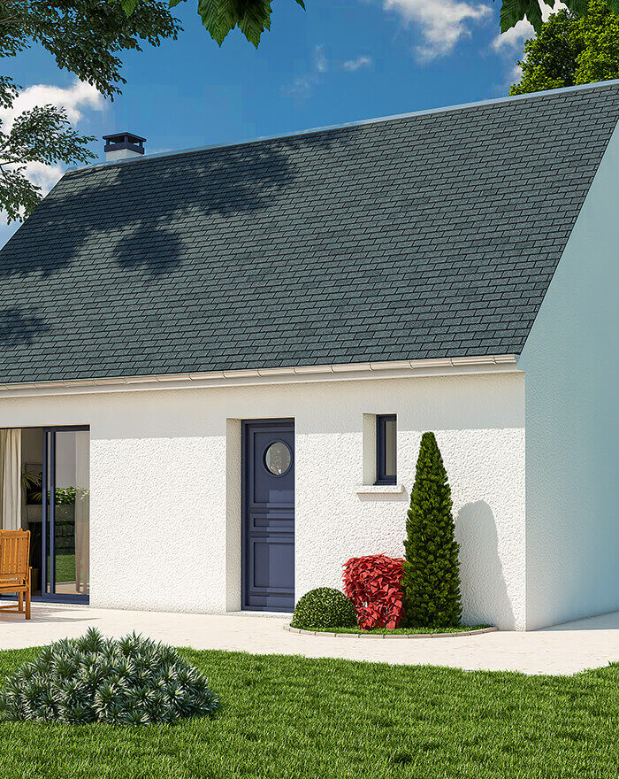 Vue 3D d'une maison traditionnelle, extérieur