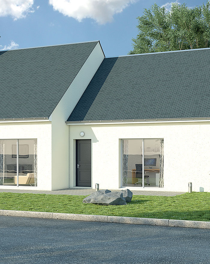 Maison traditionelle en 3D, plain pied