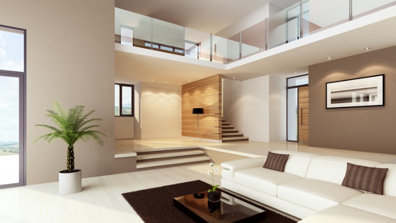 L'intérieur bien optimisé d'une maison cubique