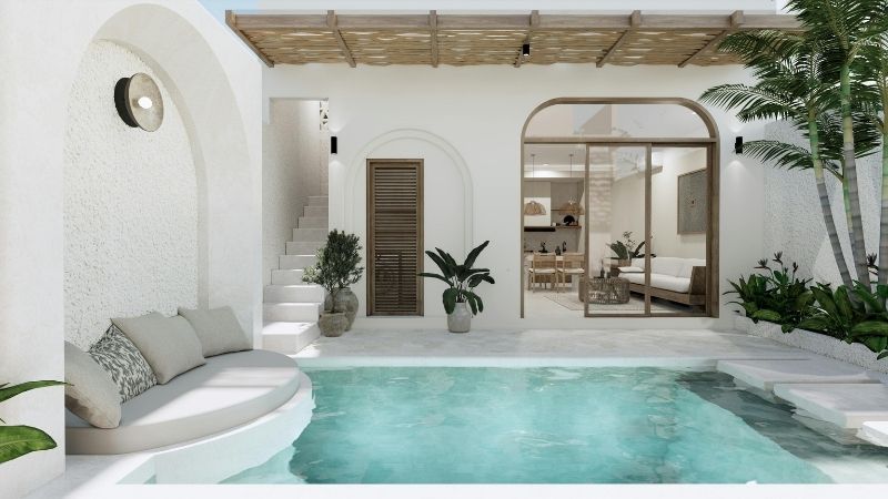 L'intérieur d'une maison en forme de U