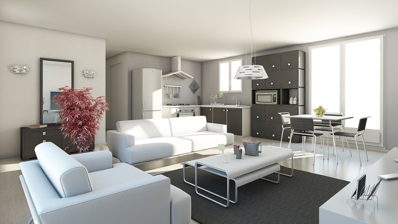 L'intérieur moderne d'une maison cubique